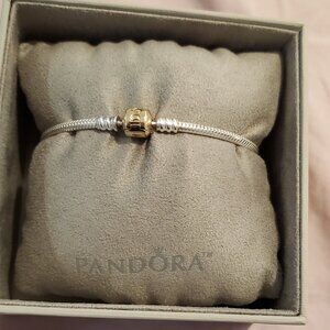 Pandora gold 14K and silver moments snake bracelet 7.5 19 cm